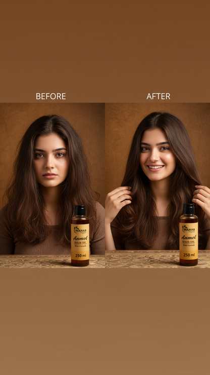 𝐖𝐚𝐡𝐚𝐛 𝐎𝐫𝐠𝐚𝐧𝐢𝐜 𝐀𝐧𝐦𝐨𝐥 𝐇𝐚𝐢𝐫 𝐎𝐢𝐥 – 𝟐𝟓𝟎𝐦𝐥 | 𝐏𝐫𝐞𝐦𝐢𝐮𝐦 𝐇𝐞𝐫𝐛𝐚𝐥 𝐅𝐨𝐫𝐦𝐮𝐥𝐚 𝐟𝐨𝐫 𝐅𝐚𝐬𝐭 𝐇𝐚𝐢𝐫 𝐆𝐫𝐨𝐰𝐭𝐡